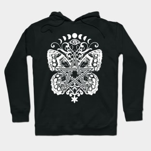 Mystical Pentagram Ornament Butterfly and Moons Hoodie